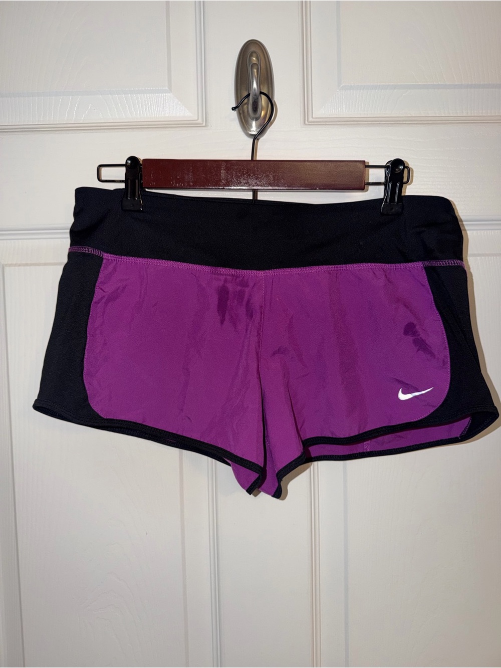 Nike Women's Purple and Black Athletic Running Shorts